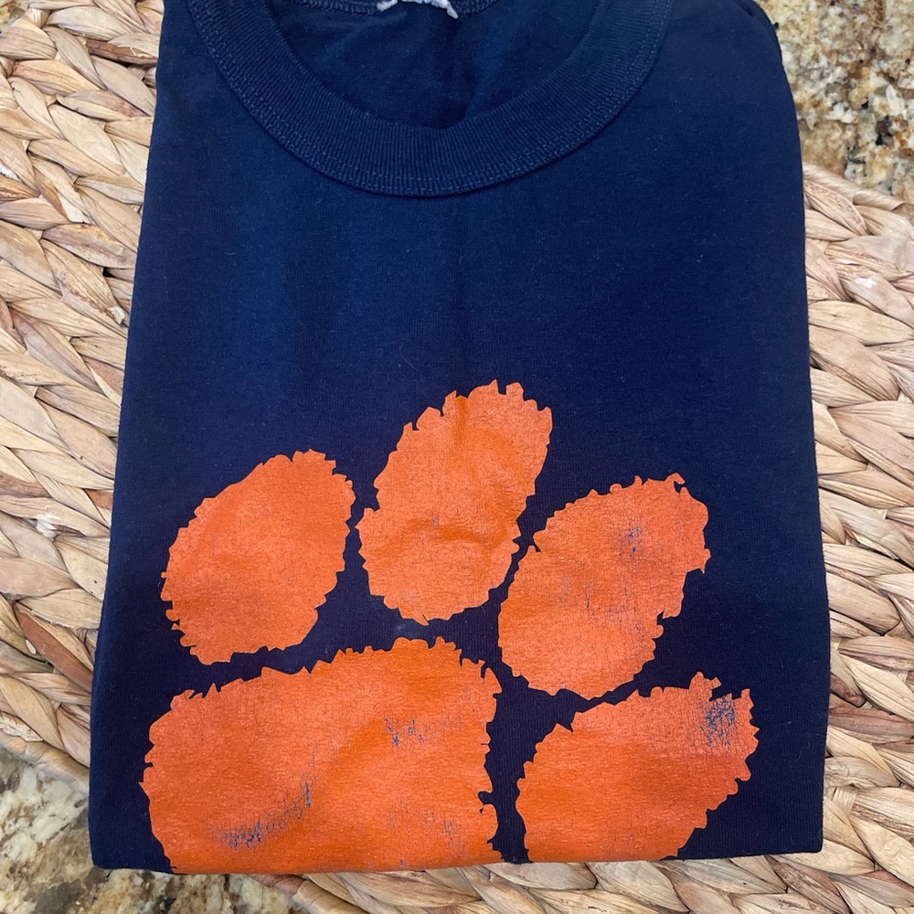 Kids Navy and Orange Clemson Paw Print Shirt